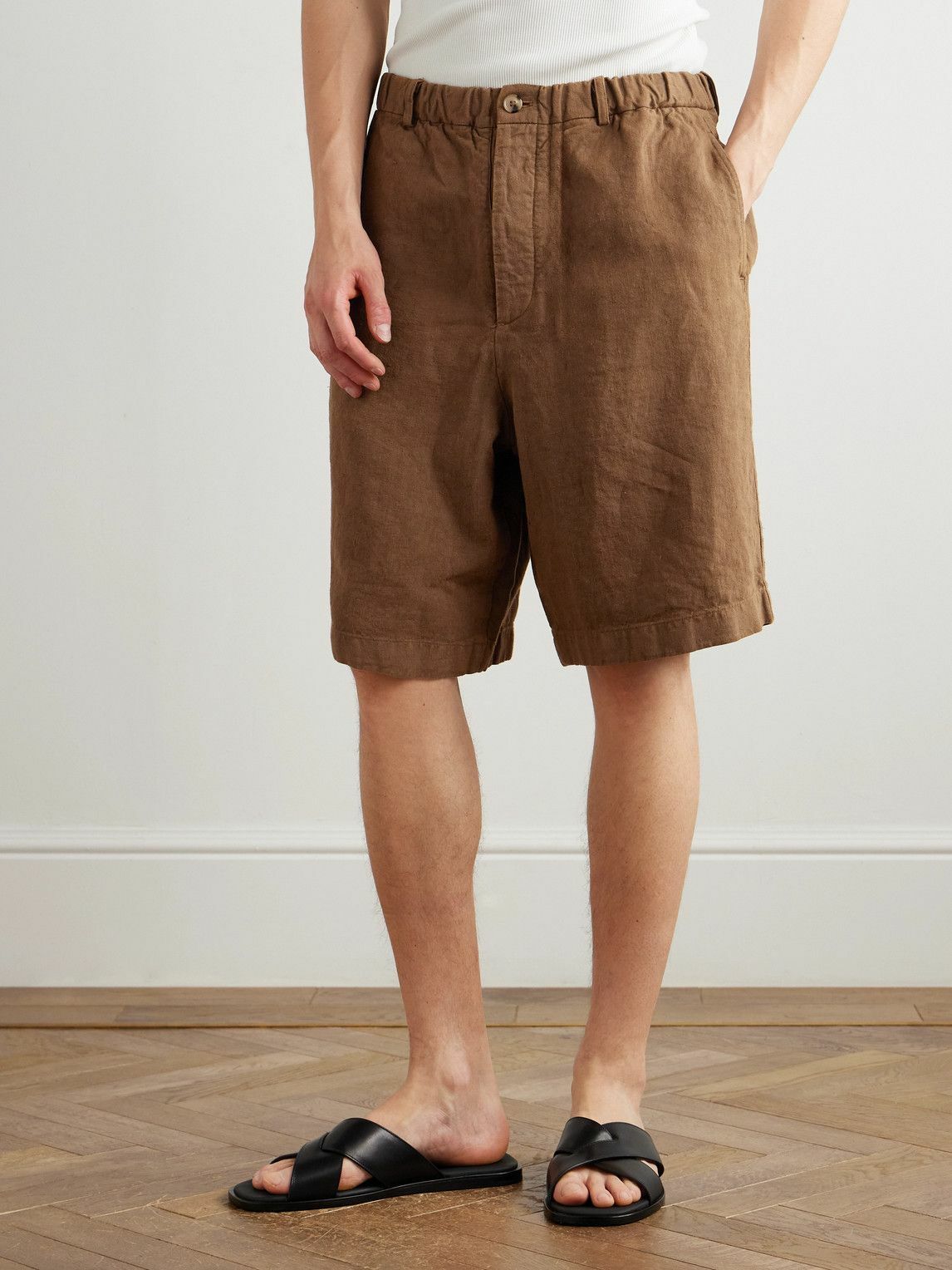 Federico Curradi - Wide-Leg Linen Shorts - Brown