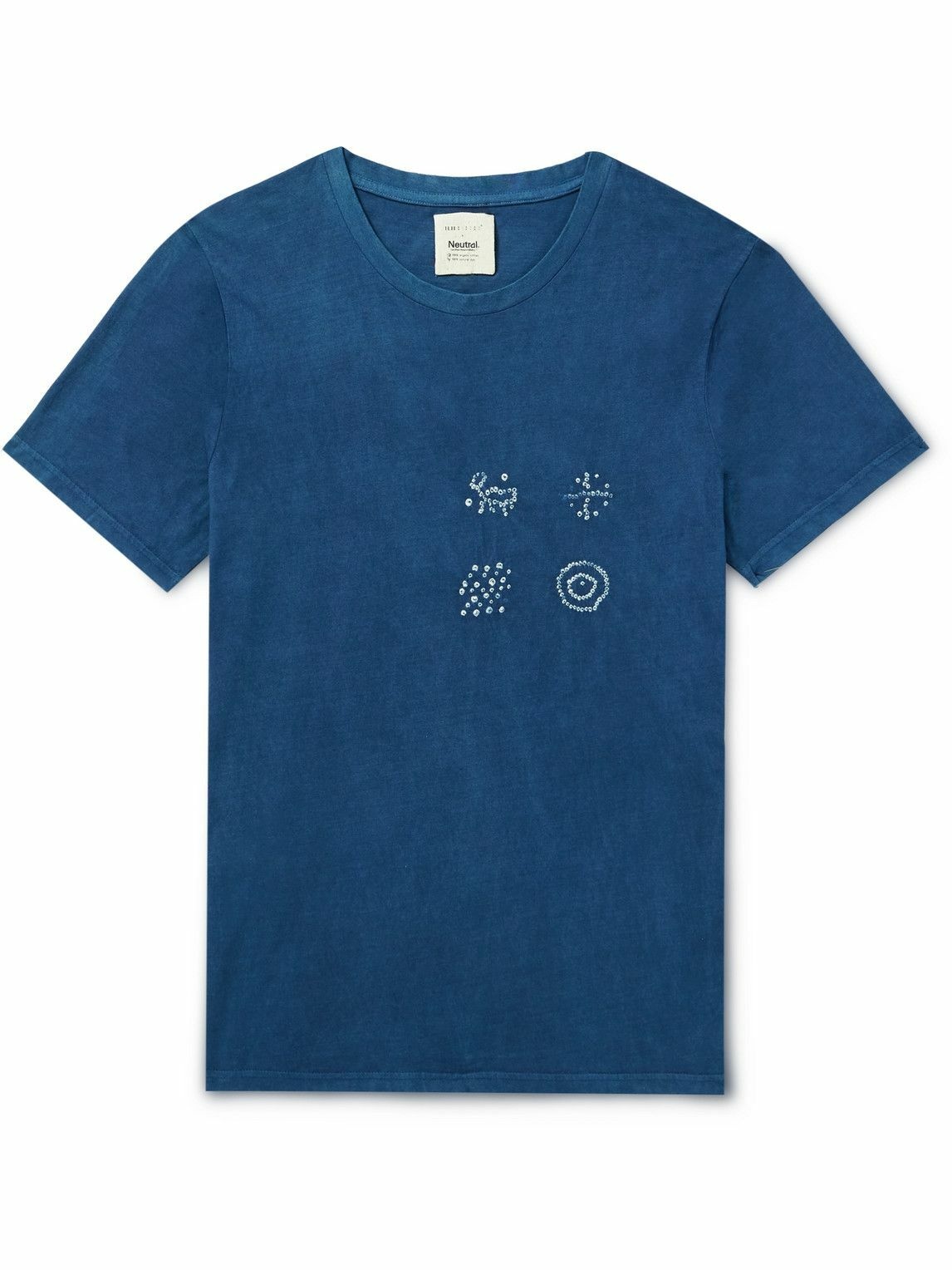 Photo: 11.11/eleven eleven - Embroidered Tie-Dyed Cotton-Jersey T-Shirt - Blue