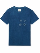 11.11/eleven eleven - Embroidered Tie-Dyed Cotton-Jersey T-Shirt - Blue