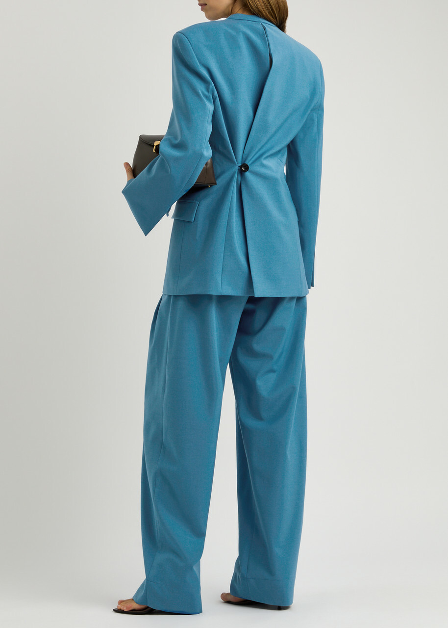 Esse Studios Homme Double-breasted Woven Blazer Blue