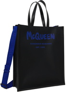 Alexander McQueen Black Graffiti Edge North South Tote