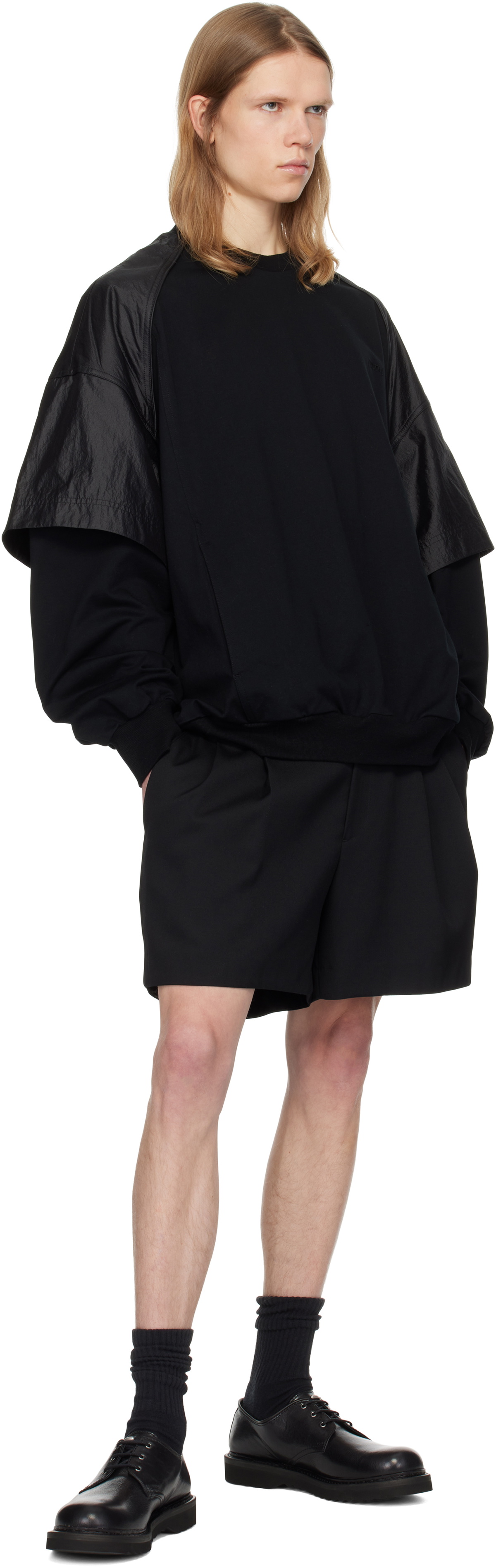 Juun.J Black Nylon Dual Layer Sweatshirt
