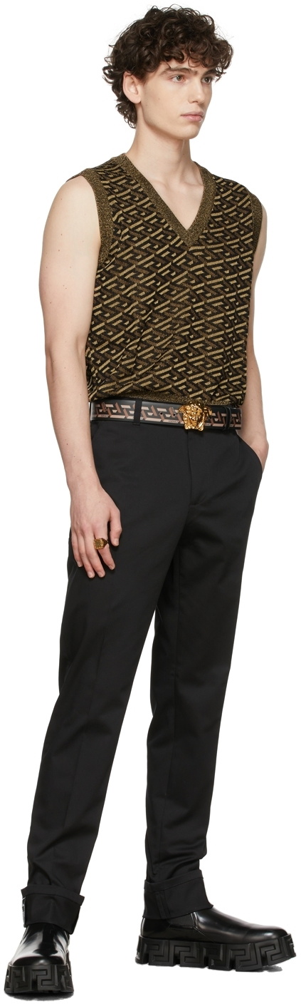 Louis Vuitton SHORT-SLEEVED GOLD AND BLACK MONOGRAM BLOUSE IN LUREX JACQUARD