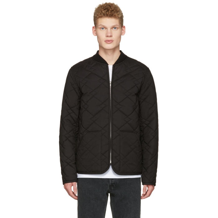 Photo: A.P.C. Black Quilted Ontario Bomber Jacket