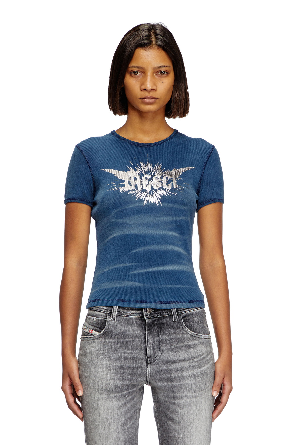 【DIESEL】 ディーゼル T-shirt with winged Diesel foil print Diesel T-shirt with winged Diesel foil print - T-Shirts