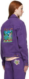 Rassvet Purple 'Worldpeache' Embroidered Denim Jacket