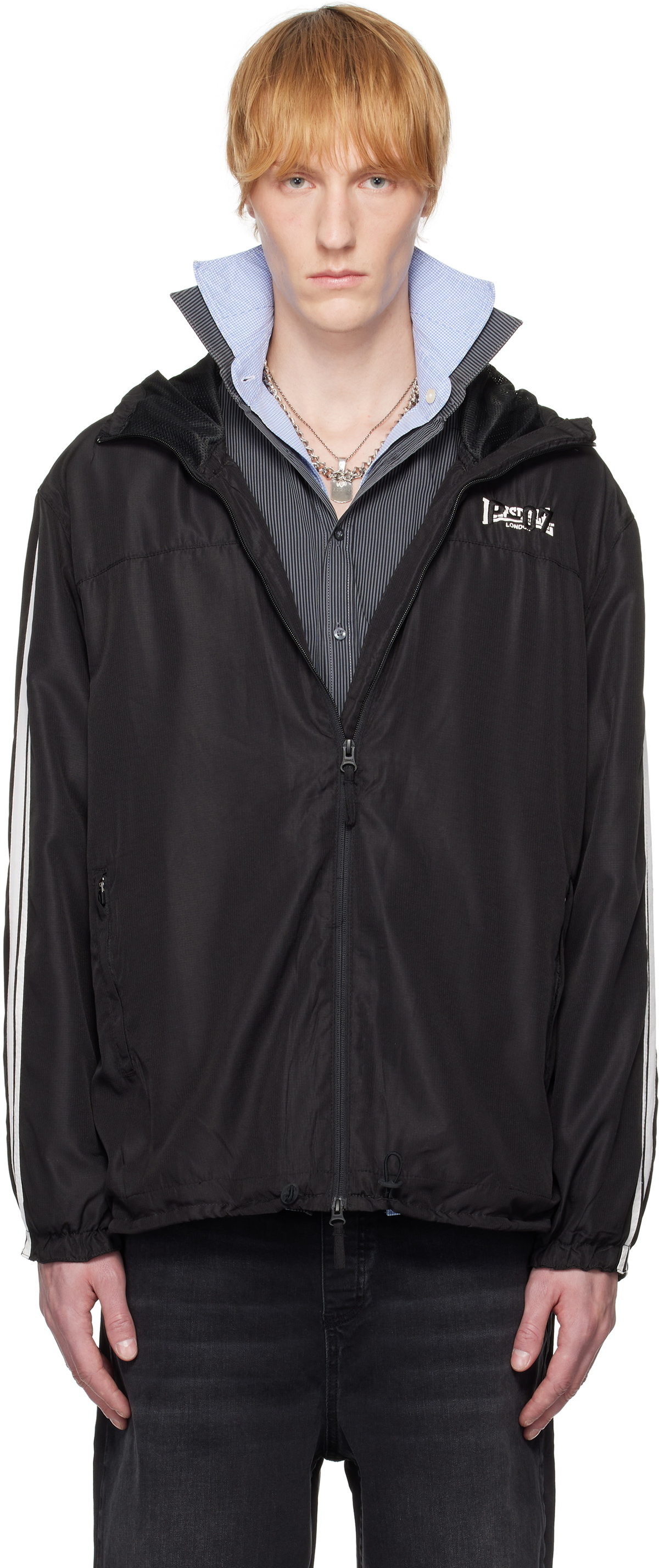 Prototypes Black Trackpant Coach Parka Jacket PROTOTYPES
