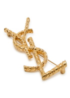 Saint Laurent Twisted Texture Metal Brooch - Gold - One Size