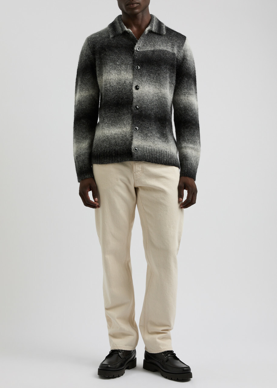 NN07 Alfie Striped Alpaca-blend Cardigan Black NN07