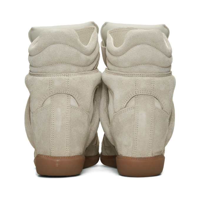 Isabel Marant Ecru Suede Beckett Wedge Sneakers
