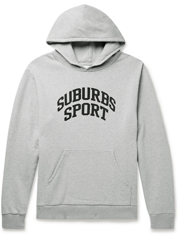 Photo: PASADENA LEISURE CLUB - Suburbs Sport Printed Fleece-Back Cotton-Blend Jersey Hoodie - Gray - S