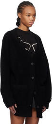 We11done Black Pierced Oversized Cashmere Knit Cardigan