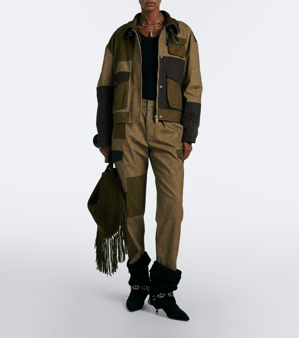 Marant Etoile Renzae patchwork cotton cargo pants