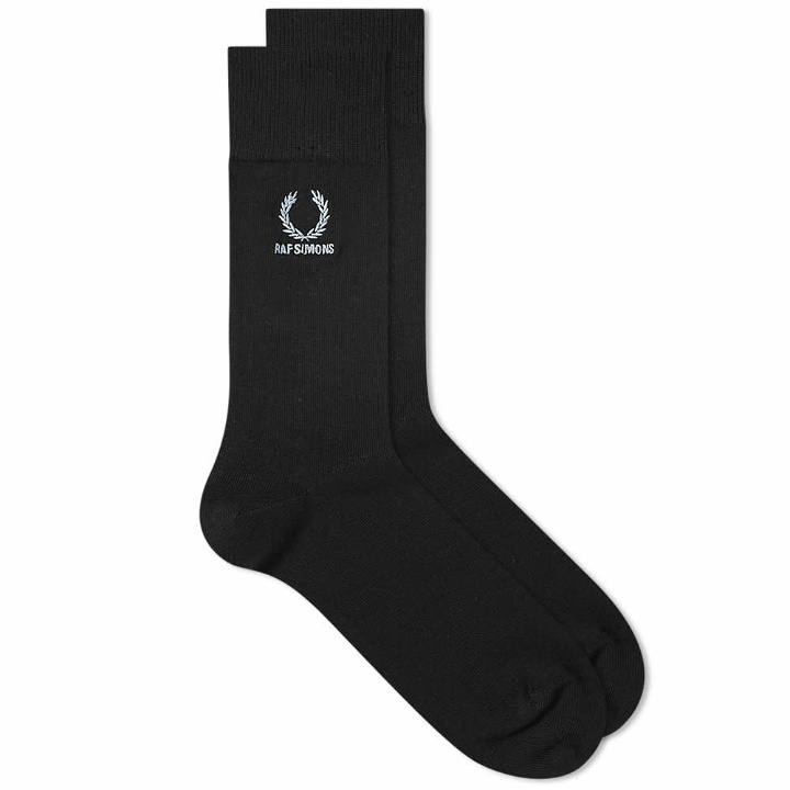 Photo: Fred Perry x Raf Simons Embroidered Sock in Black/Lapis
