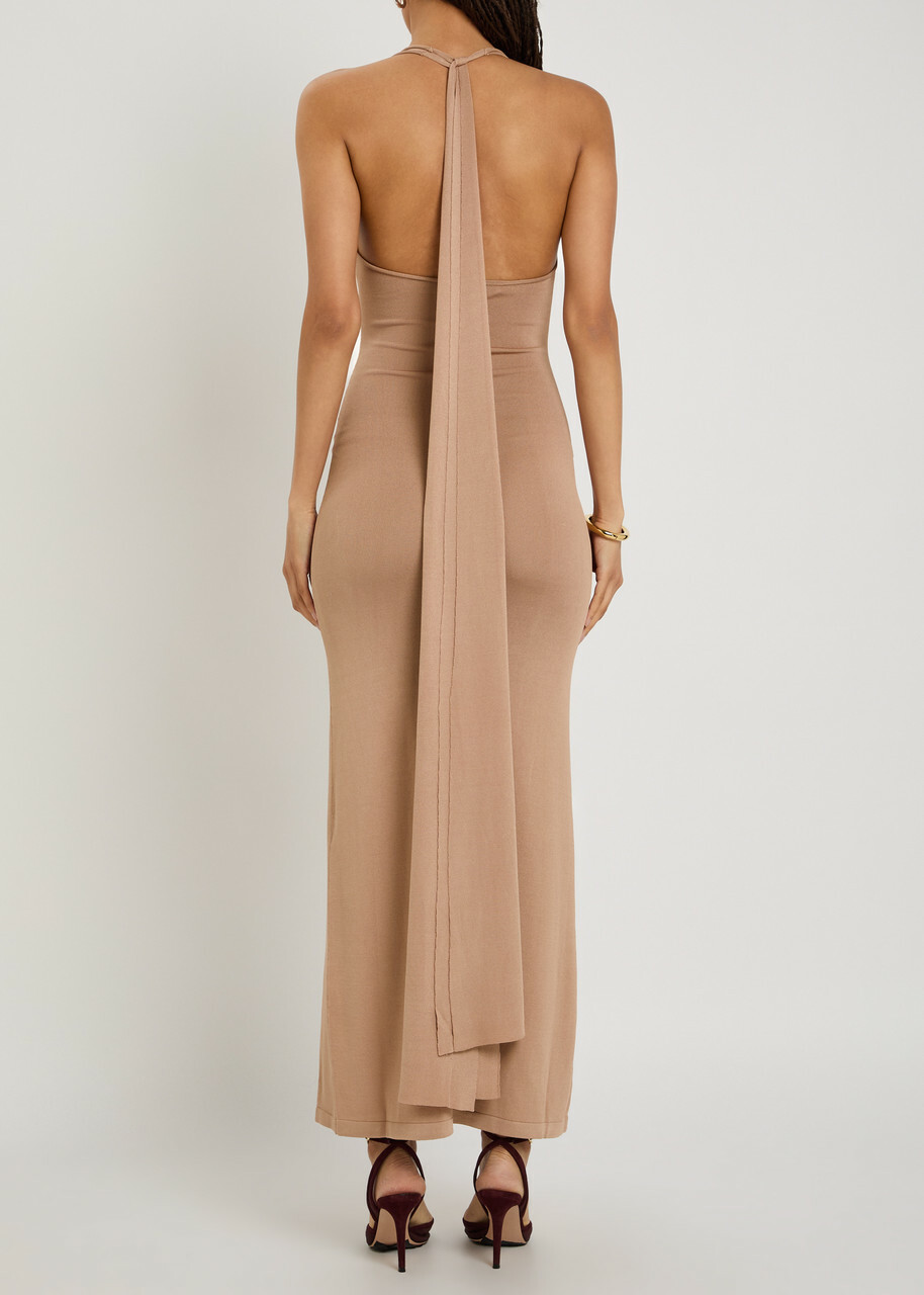Aya Muse Onda Layered Knit Maxi Dress Rose