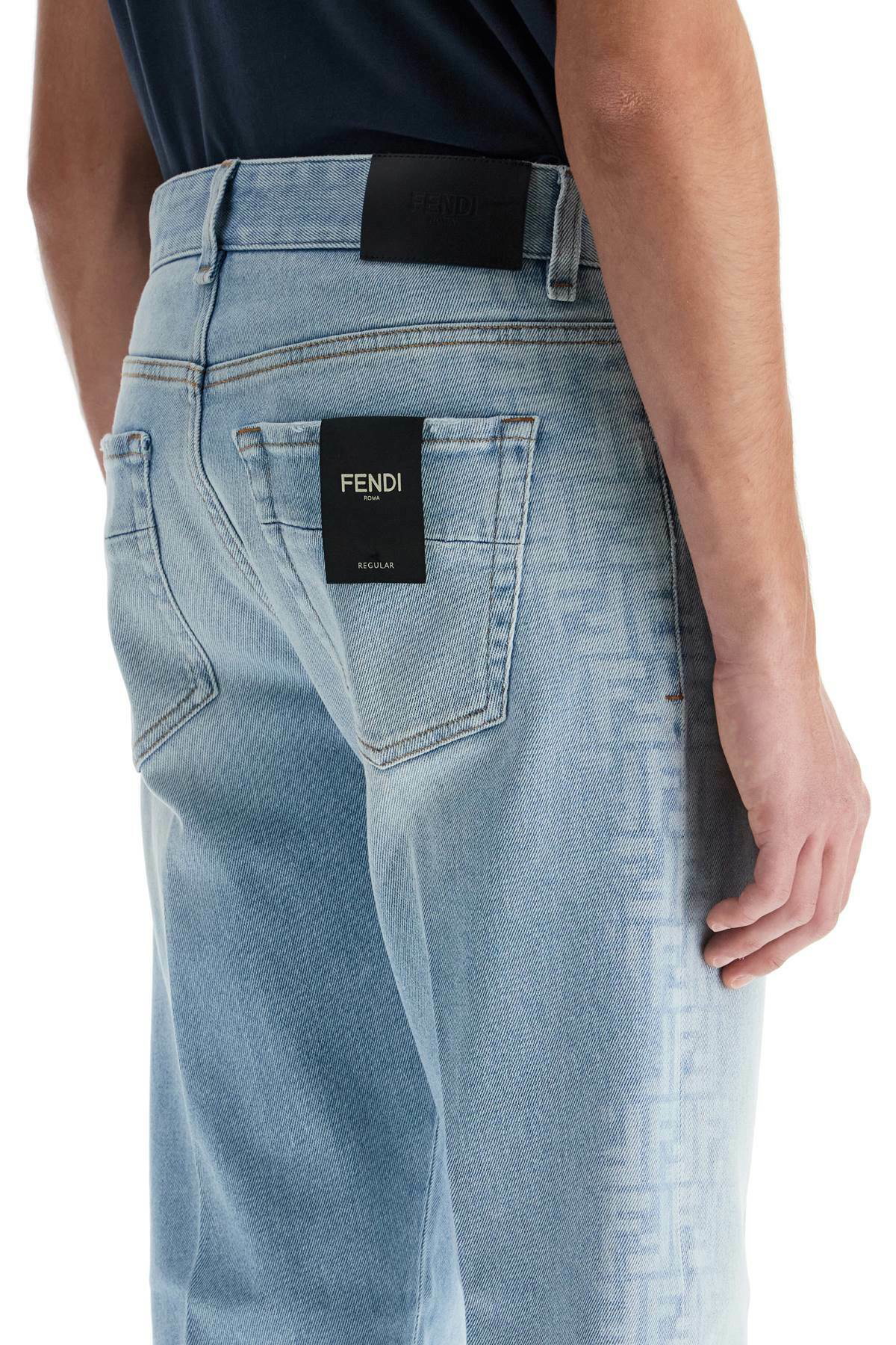FENDI faded ff pattern jeans with Light blue Fendi