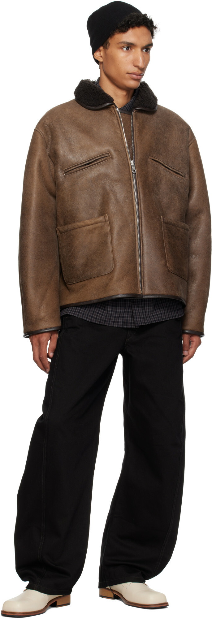 Cawley Brown Aviator Flying Leather Jacket
