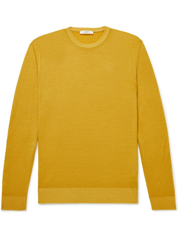 Photo: Mr P. - Garment-Dyed Merino Wool Sweater - Yellow