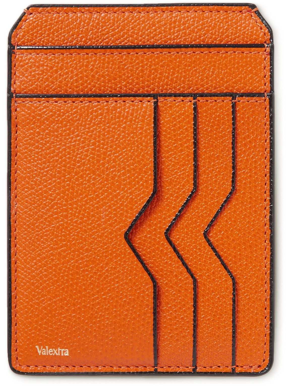 Valextra orange Leather Simple Grip Wallet