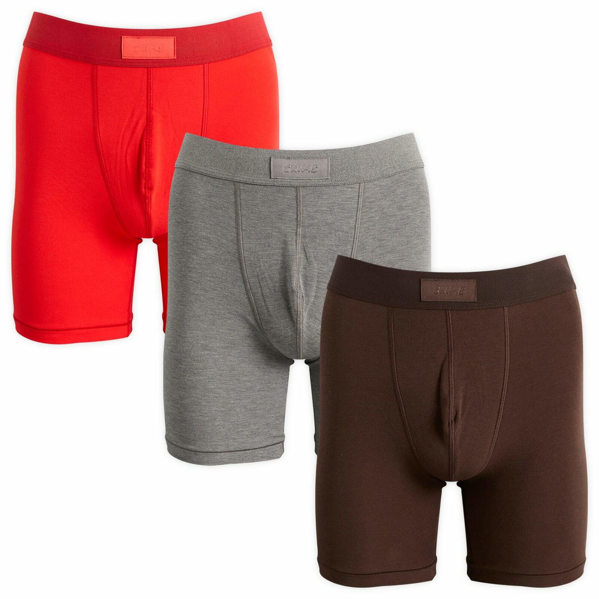 SKIMS Men's Cotton Boxer Brief 5" - 3-Pack in Ruby Espresso Multi