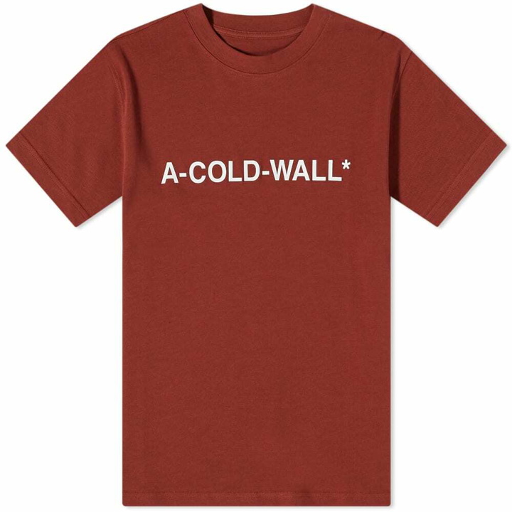Photo: A-COLD-WALL* Men's Essential Logo T-Shirt in Burnt Red
