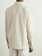 Kiton - Logo-Embroidered Cotton-Twill Overshirt - Neutrals