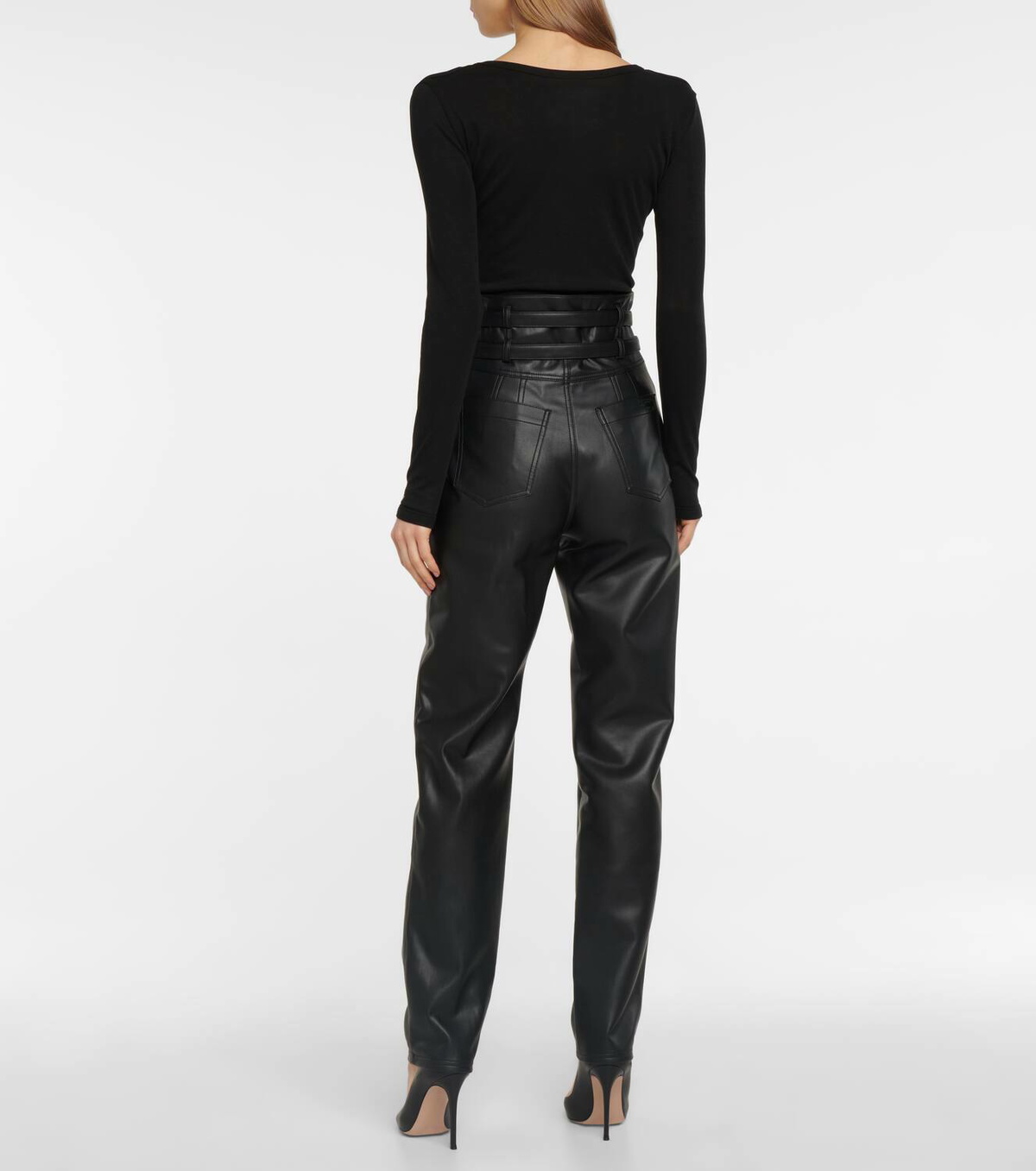 Philosophy di Lorenzo Serafini Faux-leather high-rise straight pants