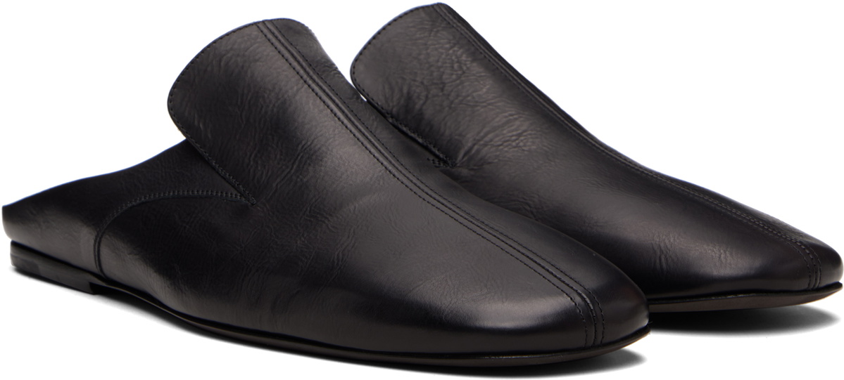 Dries Van Noten Black Leather Mule Slip-on Loafers