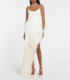 David Koma Feather-trimmed cady gown