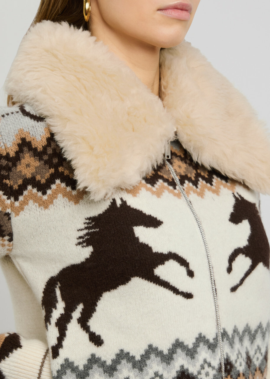 Stella Mccartney Fair Isle Intarsia Wool Cardigan Multicoloured 1
