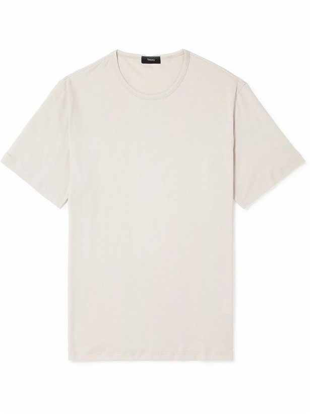 Photo: Theory - Precise Cotton-Jersey T-Shirt - Neutrals