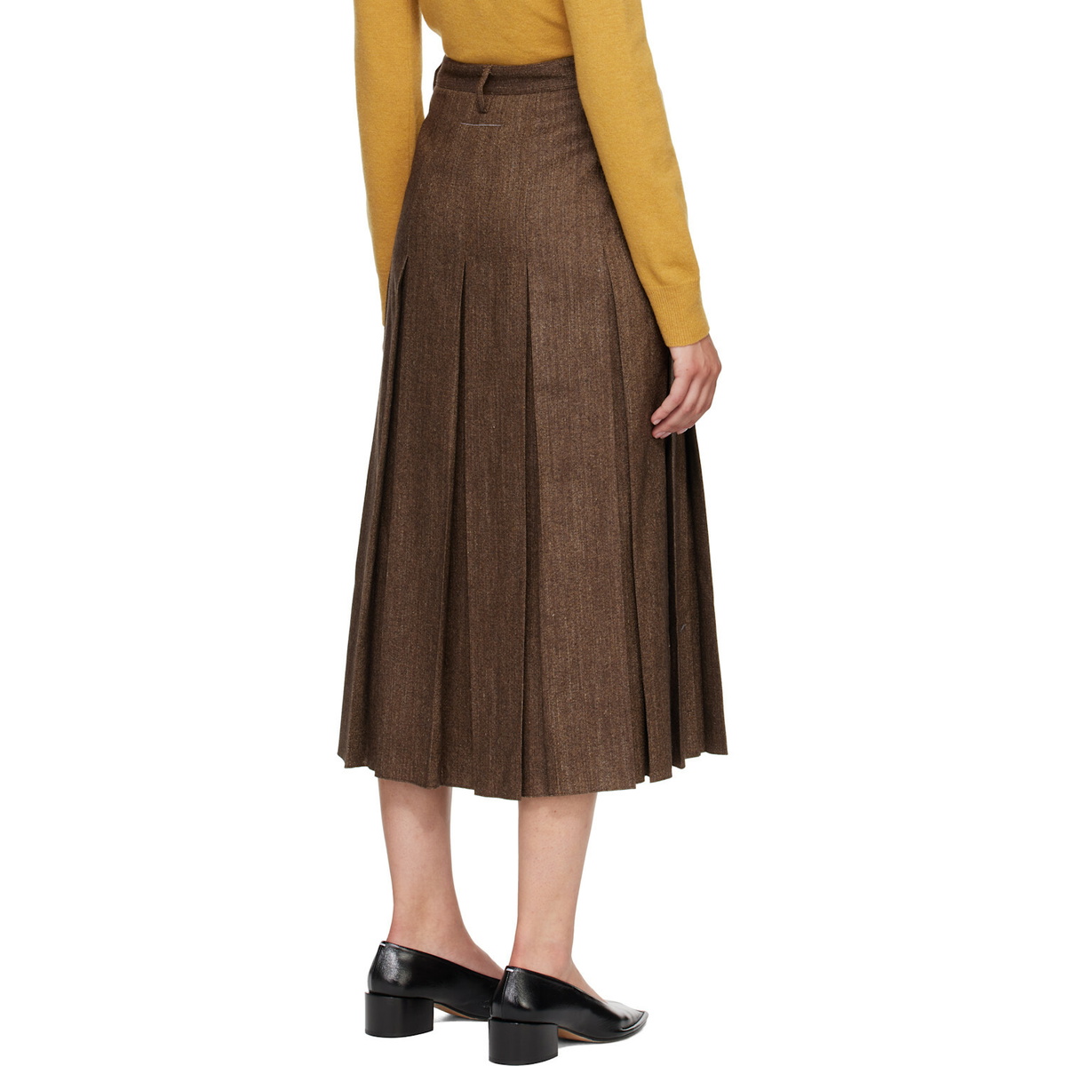 MM6 Maison Margiela Brown Mottled Wool Midi Skirt