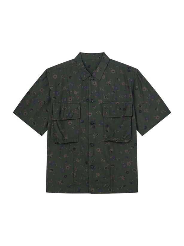 Photo: Sacai - Layered Floral-Print Woven Shirt - Green