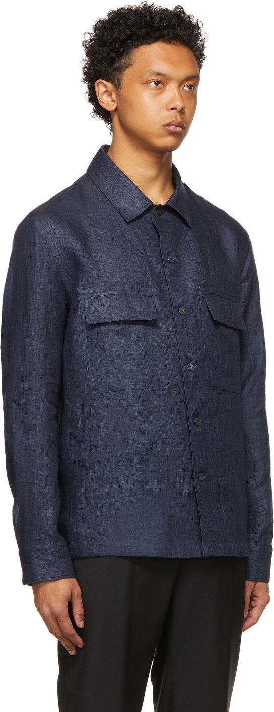 Ermenegildo Zegna Navy Pure Linen Shirt Ermenegildo Zegna