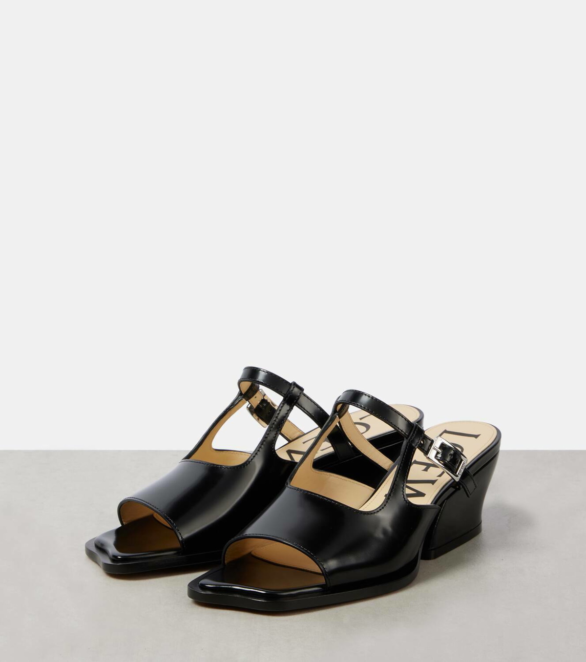 LOEWE 26S ONDA MULE 45MM IN WHITE GLOSSY CALFSKIN