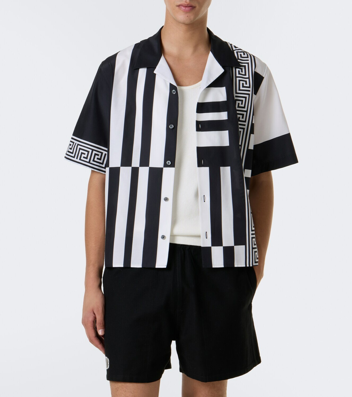 Versace Printed cotton and silk bowling shirt