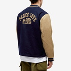 Universal Works Men's Embroidered Newark Bomber Jacket in Navy/Sand