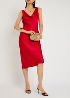 Norma Kamali Maria Cowl-neck Satin Midi Slip Dress Red