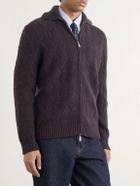 Eleventy - Cable-Knit Wool and Cashmere-Blend Zip-Up Sweater - Burgundy
