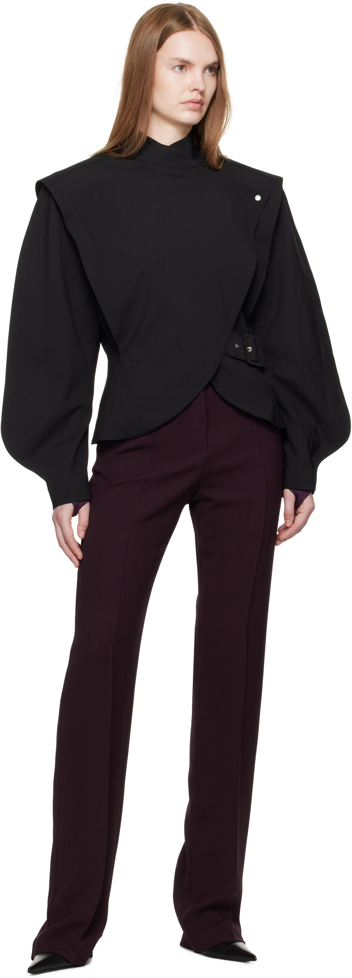 Mugler Black Asymmetric Officer Jacket