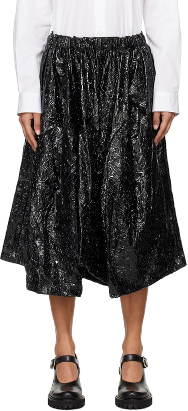 Photo: Comme des Garçons Black Enamel Embossed Pattern Midi Skirt