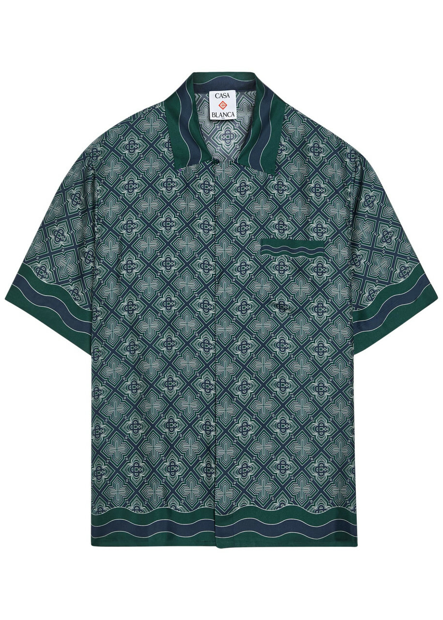 Casablanca Radiating Logo-monogram Silk Shirt Green
