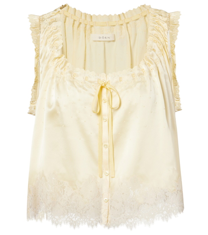 Photo: Dôen Toulouse lace-trimmed embroidered silk top