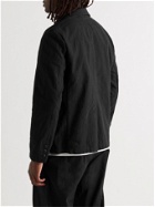 FOLK - Unstructured Crinkled Cotton and Linen-Blend Blazer - Black