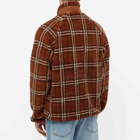 Burberry Men's Dorian Check Fleece Jacket in Dark Birch Brown