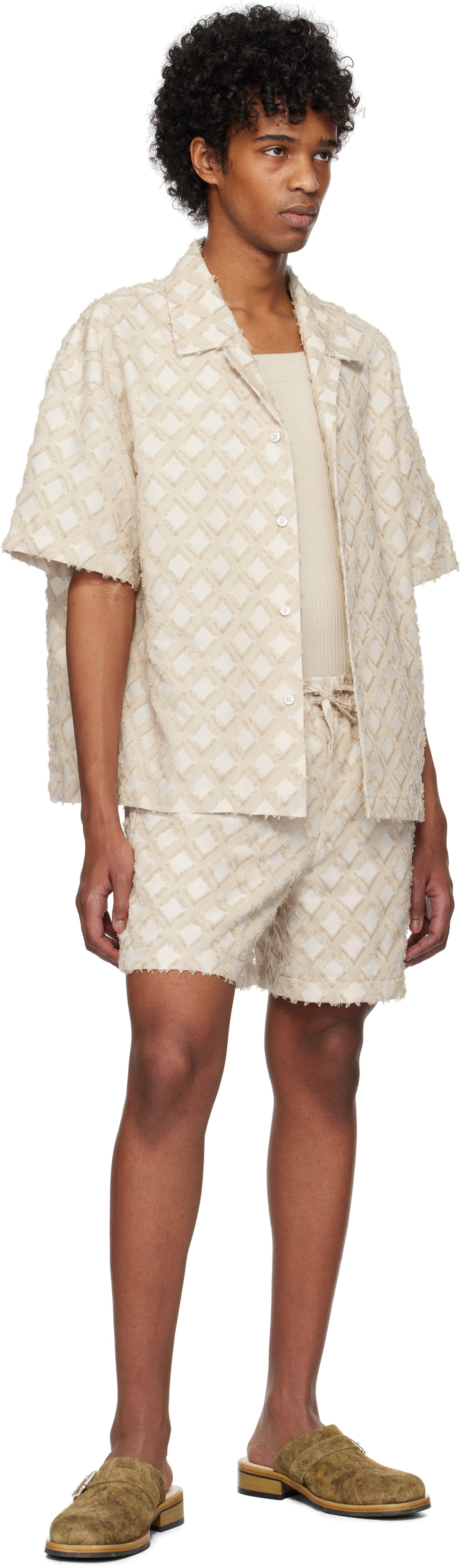 LE17SEPTEMBRE Beige Argyle Jacquard Shorts