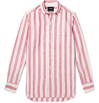 Drake's - Cutaway-Collar Striped Linen Shirt - Red