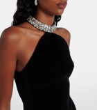 David Koma Crystal-embellished halterneck minidress