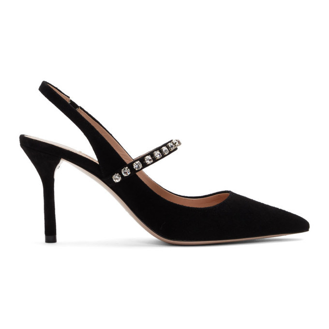 Miu Miu Black Suede Slingback Heels