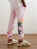 Collina Strada - Slim-Fit Tapered Rhinestone-Embellished Printed Cotton-Jersey Sweatpants - Pink